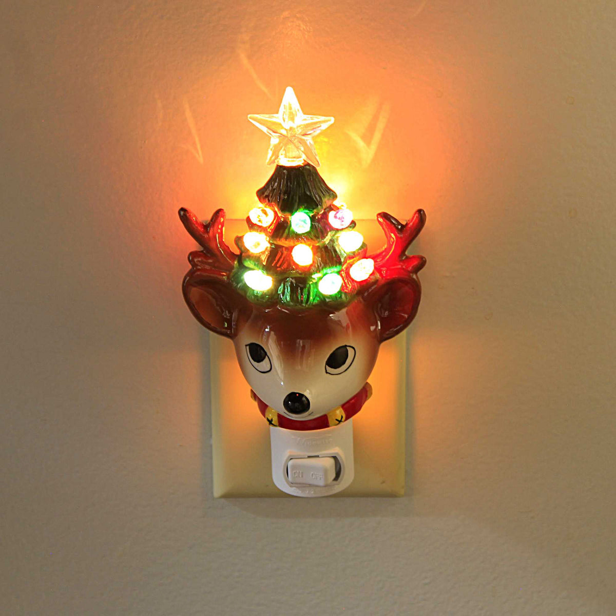 Christmas Reindeer With Tree Night Light - - SBKGifts.com