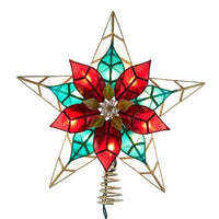 (58798) Tree Topper Finial Pointsettia Capiz Star, 11.00 Inch, Shell Electric Tree Topper Ul3174