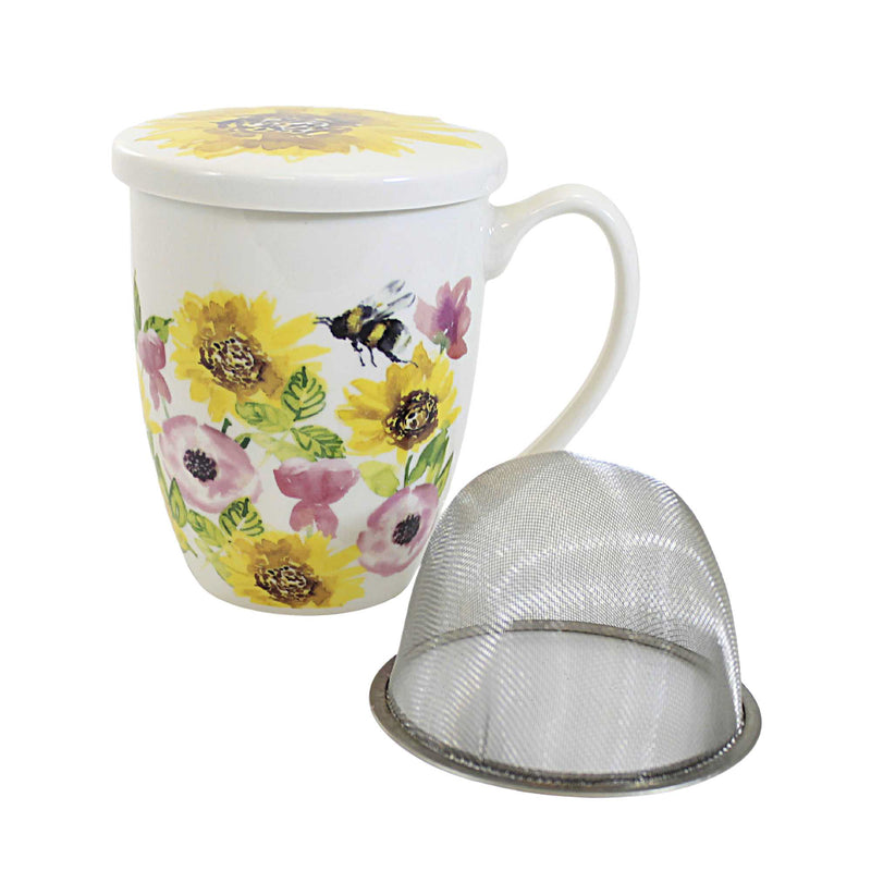 Tabletop Sunflowers & Bees Covered Mug - - SBKGifts.com