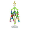 (58892) Christmas Glass Tree/ Gnome Ornaments, 9.75 Inch, Mirrored Base Glittered Star Xm2051