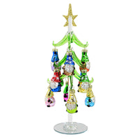 (58892) Christmas Glass Tree/ Gnome Ornaments, 9.75 Inch, Mirrored Base Glittered Star Xm2051