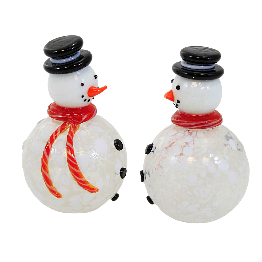 Blown Glass Snowmen Salt & Pepper Set