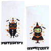 (58930) Decorative Towel Cat & Witch Tea Towel Set / 2, 27.00 Inch, Johanna Parker Halloween H7811