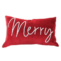 (59033) C & F Merry Ruby Velvet Pillow, 12.00 Inch, Throw Rectangle Beaded A86014100