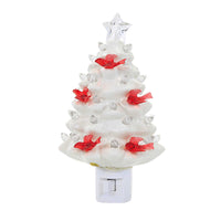 (59145) Roman White Tree Night Light, 6.75 Inch, Red Bird Cardinal Electric Plug-In 160321