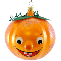 (5915) De Carlini Italian Ornaments Pumpkin Face, 4.50 Inch, Italian Halloween Ornament V3194