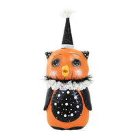 (59172) Bethany Lowe Polka Dot Owl, 6.50 Inch, Halloween Witch Hat Ma2076