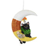 (59206) Bethany Lowe Party Kitty On Candy Corn Moon, 5.25 Inch, Halloween Black Cat Mouse Td1192