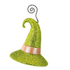 (59208) Bethany Lowe Witch Hat Green Glitter, 4.50 Inch, Halloween Place Card Holder Tf2235