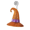 (59210) Bethany Lowe Witch Hat Orange Glitter, 4.50 Inch, Halloween Place Card Holder Tf2236