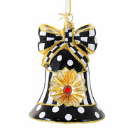 (59252) Huras Family Black And White Delight Bell, 4.50 Inch, Hand Painted Modern Vintage Style Bw972