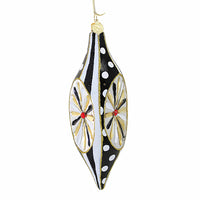 (59254) Huras Family Black And White Delight Thin Icicle Reflector, 7.00 Inch, Hand Painted Modern Drop Vintage Style Bw974