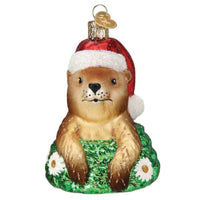 (59262) Old World Christmas Santa Groundhog, 4.00 Inch, Shadow Winter Spring Ornament 12661