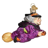 (59281) Old World Christmas Witch On Broomstick, 2.75 Inch, Halloween Ornament Flying Cape 26095