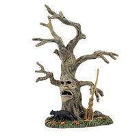 (59460) Department 56 Villages Scary Witch Tree, 7.25 Inch, Halloween Black Cat Broom 6011473