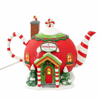 (59484) Department 56 Villages Peppermint Tea Shop, 5.00 Inch, North Pole Building Glistening Snow 6011406