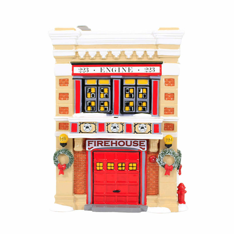 8.50 Inch Engine 223 Firehouse Original Snow Village 6011422 (59504)