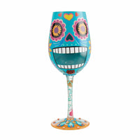 (59521) Lolita Glassware Calavera Sugar Skull, 9.00 Inch, Wine Day Of The Dead 6012483