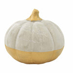 4.00 Inch Large Cement Pumpkin Gold Stem Fall Thanksgiving 124693 (59649)