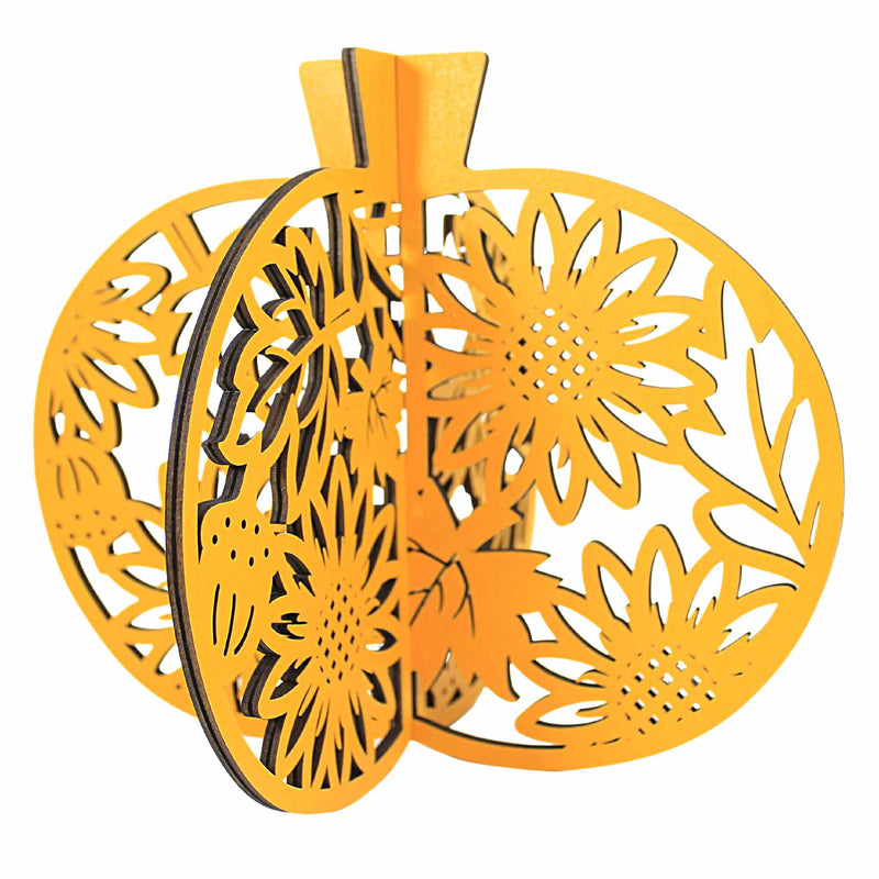 (59701) Ganz Laser Cut Pumpkins Set/3, 8.00 Inch, Leaves Sunflowers Gourd Acorn Er70576