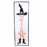 (59724) Ganz Painted Witch On Metal Sign, 31.50 Inch, Hat Boots Stripe Socks Ca182092