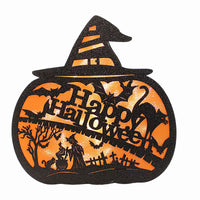 (59804) Roman Happy Halloween Lighted Pumpkin, 13.00 Inch, Witches Hat Bat Cat 136372