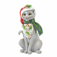 (59814) Jim Shore Christmas Cat Mini, 4.25 Inch, Santa Hat Christmas 6012961