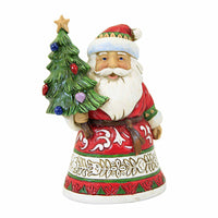 (59816) Jim Shore Santa Holding Tree Mini, 3.75 Inch, Christmas Quilt Design 6012960