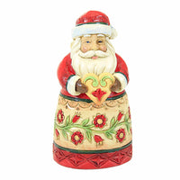 (59817) Jim Shore Santa Holding Heart Mini, 3.75 Inch, Heartwood Creek Flower Pattern 6012959