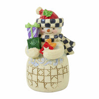 (59818) Jim Shore Snowman With Checkered Hat Mini, 3.50 Inch, Heartwood Creek Scarf 6012958