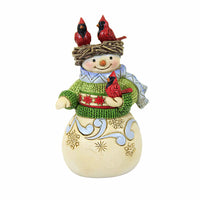 (59819) Jim Shore Snowman With Nest On Head Mini, 3.75 Inch, Heartwood Creek Cardinals 6012957