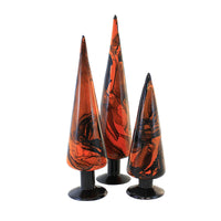 (59838) Craftoutlet.Com Black Swirl Glass Tree Set, 18.00 Inch, Orange Black Swirl 230624