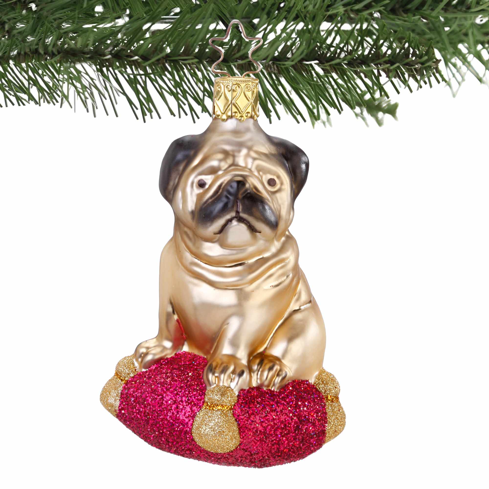 Glass hot sale pug ornament