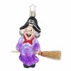 (60022) Inge Glas Flying Witch, 4.25 Inch, Halloween Ornament Broom 10016S023