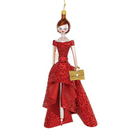 (60091) De Carlini Beatrice In Red Glittered Dress, 7.00 Inch, Formal Diva Regal Style Royal Do7702