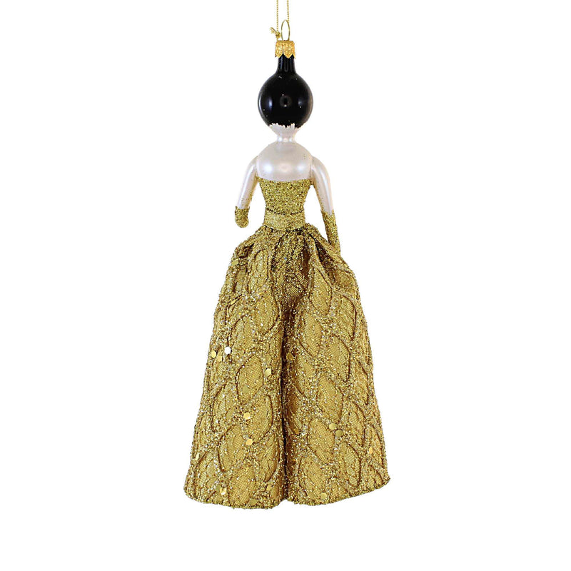 De Carlini Italian Ornaments Renata In Glitter Gold Formal - - SBKGifts.com