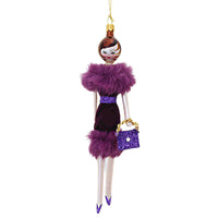 (60106) De Carlini Carla Wears Purple Faux Fur Stole, 6.50 Inch, Diva Shopping Ladies Style 5Th Avenue Do7756