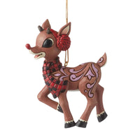 (60130) Jim Shore Rudolph With Earmuffs Ornament, 4.00 Inch, Red Nosed Reindeer Traditions 6012720