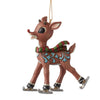 (60134) Jim Shore Rudolph Ice Skating Hanging Ornament, 3.50 Inch, Red Nosed Reindeer Traditions 6013803