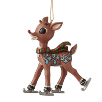 (60134) Jim Shore Rudolph Ice Skating Hanging Ornament, 3.50 Inch, Red Nosed Reindeer Traditions 6013803