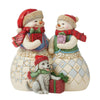 (60146) Jim Shore Snuggled Up Together, 5.00 Inch, Snow Couple With Puppy 6012938