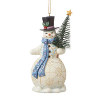 (60147) Jim Shore Snowman Holding Tree, 5.00 Inch, Sisal Tree Heartwood Creek 6012974