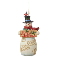 (60160) Jim Shore Snowman With Christmas Sign, 4.75 Inch, Heartwood Cree Ornament 6012975