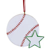 (60193) Craftoutlet.Com Baseball With Star, 3.25 Inch, Christmas Sport Kk174