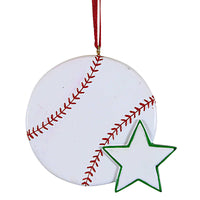 (60193) Craftoutlet.Com Baseball With Star, 3.25 Inch, Christmas Sport Kk174