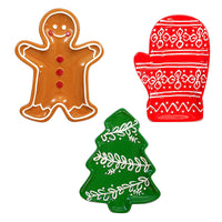 (60200) Tag Winter Plates Set/3, 0.75 Inch, Tidbit Mitten Gingerbread Tree 208906