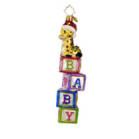 (60215) Christopher Radko Company Block-Balancing Baby Giraffe, 6.50 Inch, Ornament Christmas Birth Unisex 1020753