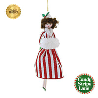 (60228) Santa Land Yvie In Vintage Candy Cane Striped Gown, 7.00 Inch, Dames Of Candy Stripe Lane Shopper Italian Italy 23D1050