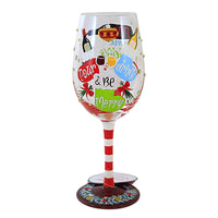 (60236) Lolita Glassware Pour, Drink & Be Merry, 9.00 Inch, Hand Painted Wine Glass 6013114