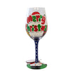 (60238) Enesco Go Big This Christmas, 9.00 Inch, Hand Painted Wine Glass 6013107